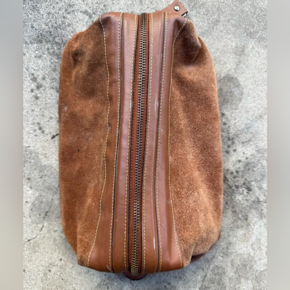 Vintage 70s Bermans Brand Leather Travel Toiletries Bag